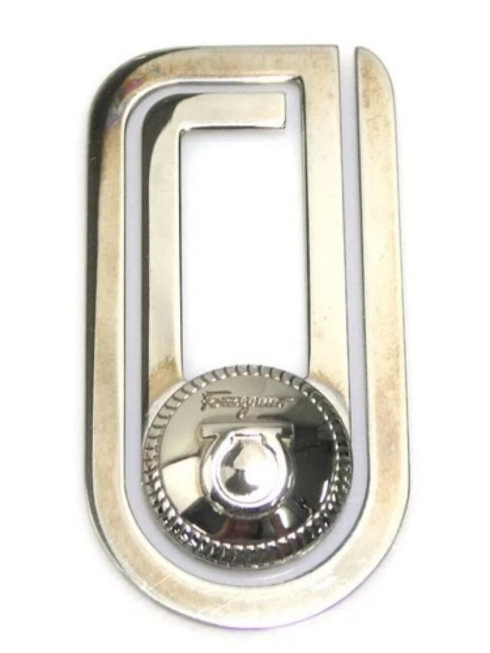 Auth Salvatore Ferragamo Gancini Money Clip Silver Metal - e61689a